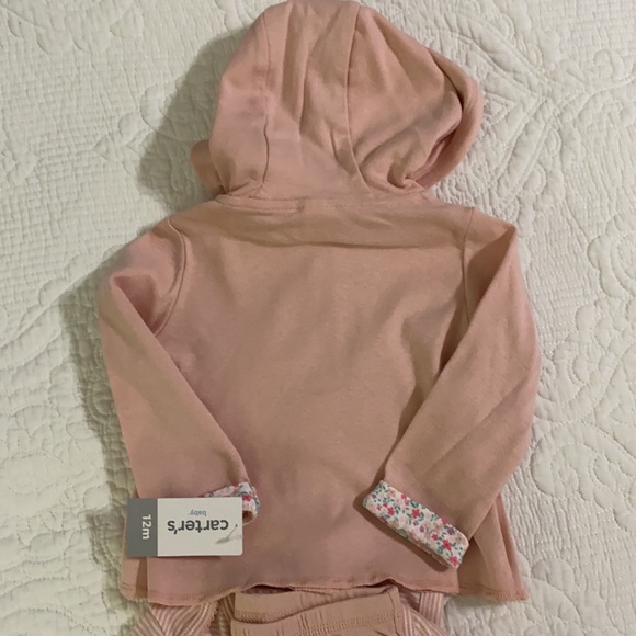Carter’s baby girl hoodie set pink and floral 12m - Picture 6 of 9